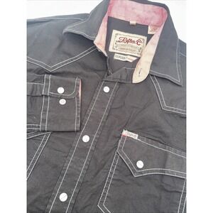 Rafter C Men's Western Shirt Cowboy Collection Pearl Snap Black Pro Flex Small